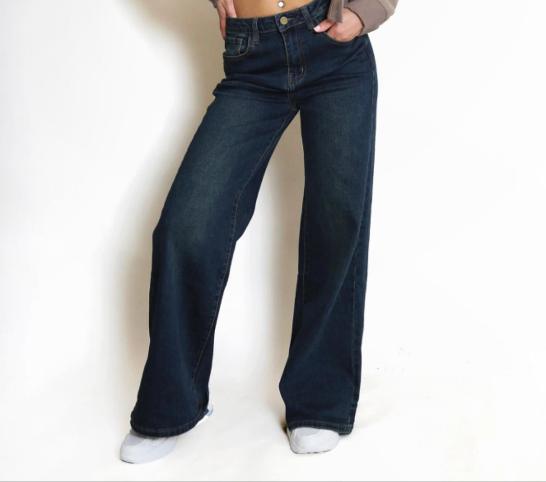 J-Dark grey wide leg jean