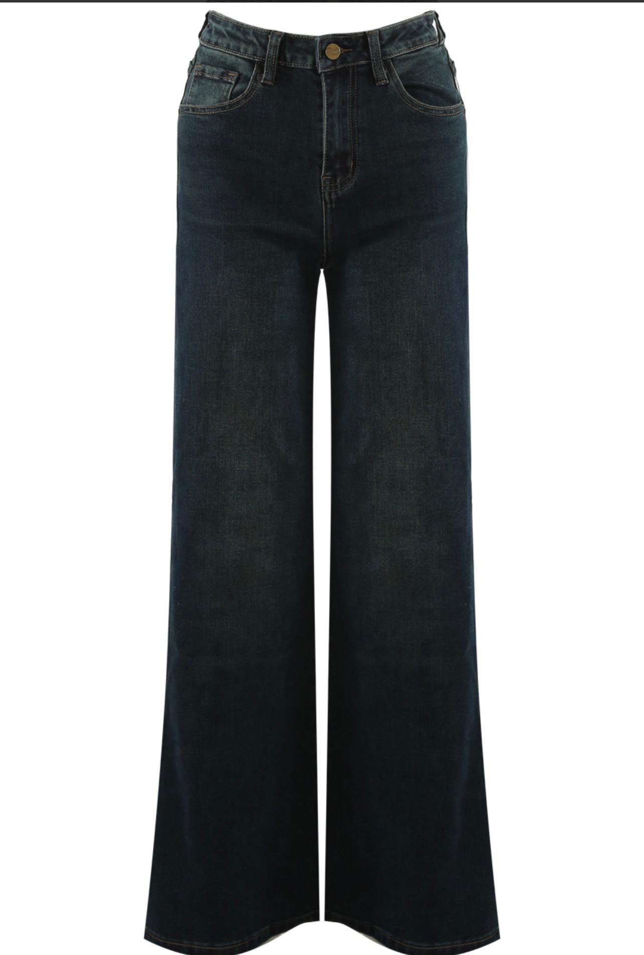 J-Dark grey wide leg jean