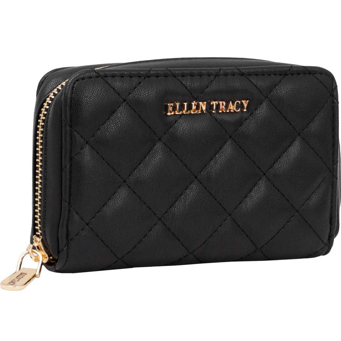 Ellen Tracy Diamond quilted zip around wallet