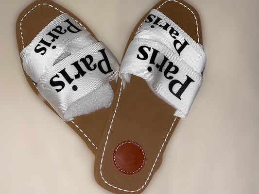 Slim foot Paris printed slides